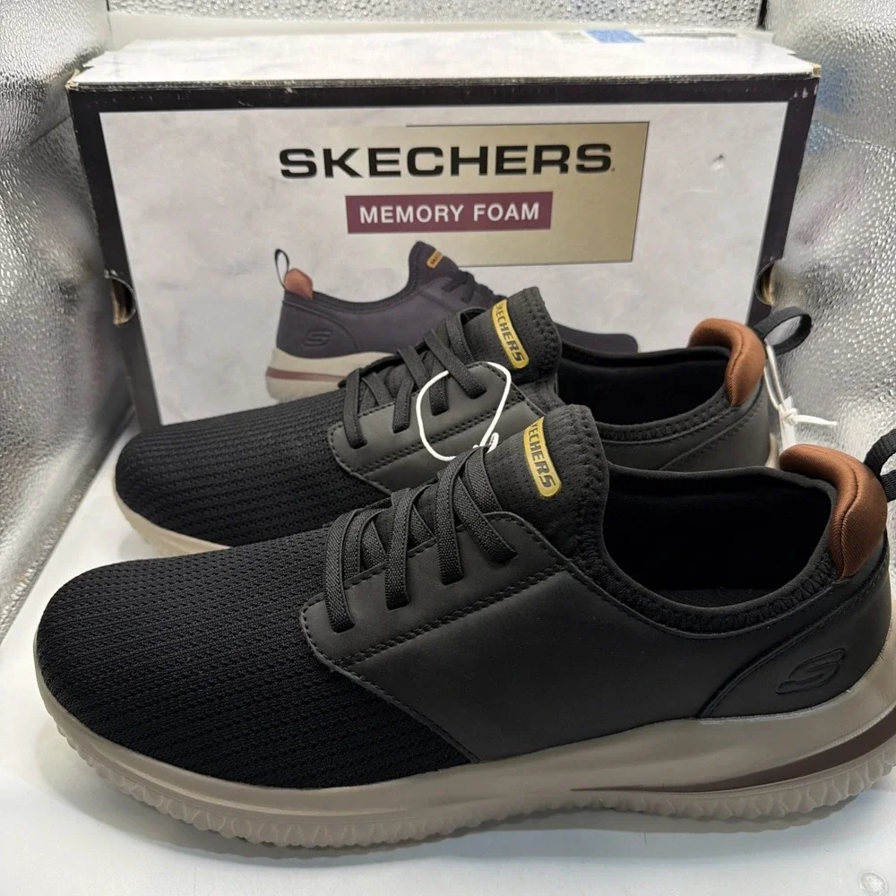 Skechers Men's Delson 2.0 Weslo Knitted Slip on Sneakers Black Size 13 New